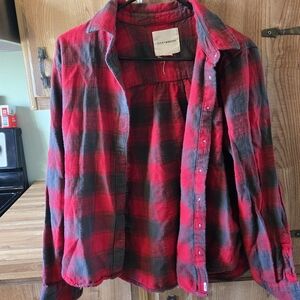 Lucky Brand Red & Black Plaid Flannel Shirt Jacket